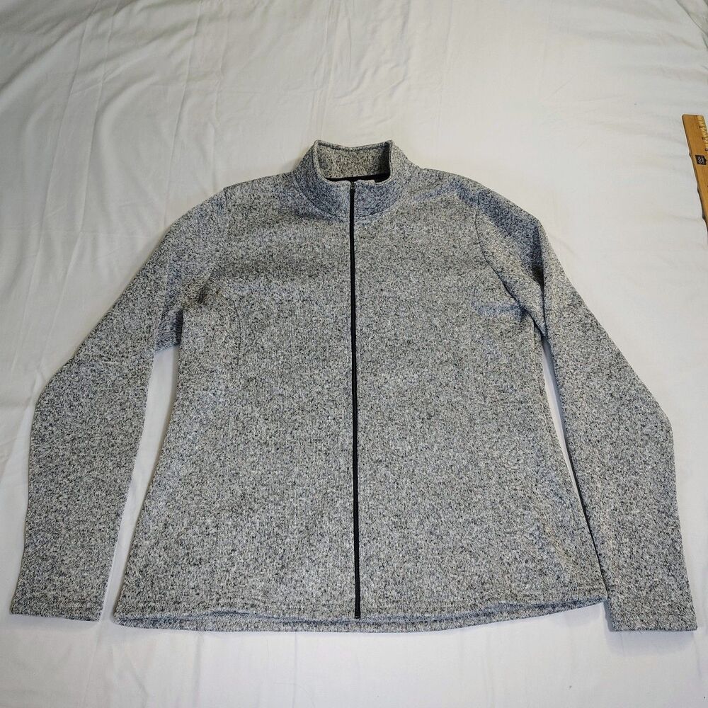 Danskin Run Jacket Light Grey Yoga Full Zip Thumbholes Pockets Sz 2X Minimalist